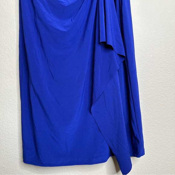 Lauren Ralph Lauren Dress Womens Size 2P Mock Wrap Capri Blue Cap Sleeve Stretch - Picture 4 of 12